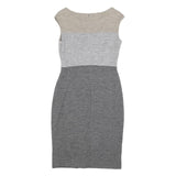 ESCADA Womens Beige & Light Grey & Grey Sleeveless Wool Blend Bodycon Dress S