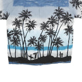 PINEAPPLE CONNECTION Mens Blue & Black Hawaiian Shirt S Rayon Beach Surfing