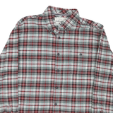 Mens Red & Grey Check Cotton Shirt L Button-Down Collar Long Sleeve Casual