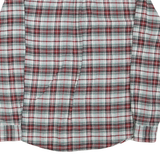 Mens Red & Grey Check Cotton Shirt L Button-Down Collar Long Sleeve Casual