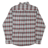 Mens Red & Grey Check Cotton Shirt L Button-Down Collar Long Sleeve Casual