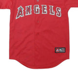 MAJESTIC Womens Red Angels Baseball Jersey M Short Sleeve V-Neck Hunter 48