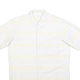 HIT FASHION Mens White Shirt S Cotton Blend Casual Short Sleeve Button Pocket