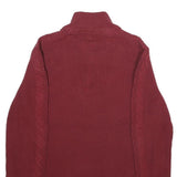 CALVIN KLEIN Mens Red Patterned Half Zip Chunky Knit Jumper M Cable Knit