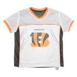 NFL Mens White & Orange Bengals Graphic T-Shirt M Short Sleeve V-Neck Sportswear