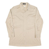 Mens Beige & Brown Patterned Shirt M Cotton Blend Classic Casual Button Down