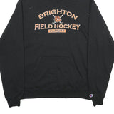 CHAMPION Mens Black Brighton Field Hockey Varsity Pullover Hoodie L Cotton Blend