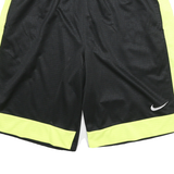 NIKE Mens Black & Yellow Sports Shorts L W28 Polyester Blend Breathable
