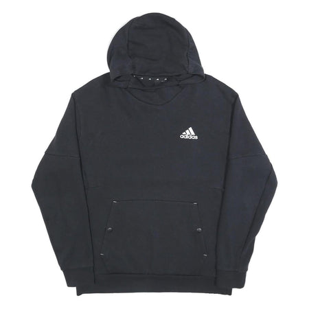 ADIDAS Mens Black Hoodie M Cotton Pullover Sports Casual Sweatshirt