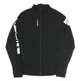 REEBOK Mens Black Polyester Blend Track Jacket L Zip Printed Sleeve Activewear