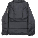 KENZO Girls Black Hooded Zip Jacket S Polyamide Plain Winter Coat Warm