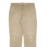CARHARTT Mens Cotton Blend Beige Relaxed Fit Straight Trousers W34 L34 Workwear