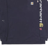 CARHARTT Mens Navy Blue Graphic T-Shirt M Long Sleeve Crew Neck Workwear