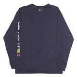 CARHARTT Mens Navy Blue Graphic T-Shirt M Long Sleeve Crew Neck Workwear
