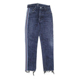 LEVI'S 501 Mens Jeans Blue Slim Straight Denim Raw W26 L26 Side Stripe Detail