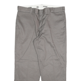 DICKIES Mens Grey Cotton Blend Regular Straight Trousers W40 L30 Workwear Zip