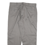 DICKIES Mens Grey Cotton Blend Regular Straight Trousers W40 L30 Workwear Zip