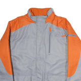 STARTER Mens Grey & Orange Zip Jacket XL Polyester Colour Block Pockets Casual