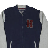TOMMY HILFIGER Mens Blue & Grey Letterman Jacket XL Cotton Blend Knit