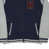 TOMMY HILFIGER Mens Blue & Grey Letterman Jacket XL Cotton Blend Knit