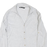 ZARA Womens White Basic Shirt Long Sleeve Collared M Button Front Casual