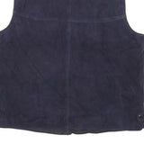 BEAVERS Mens Blue Leather Button Jacket Vest M Suede Plain