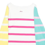 JOULES Womens White Blue & Pink Yellow Stripe Long Sleeve Crew Neck T-Shirt UK
