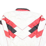 Mens White & Red Colourblock Zip Jacket L Polyester Blend Sports Casual Retro