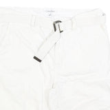 CALVIN KLEIN Mens White Casual Shorts M W33 Cotton Blend Belted Comfortable