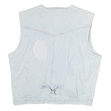 NORVIS Womens Blue Denim Sleeveless Button Jacket M Cotton Stripe Patch