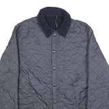 BARBOUR Mens Navy Blue Quilted Button Jacket XL Polyester Blend Classic