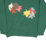 LEE Mens Green Crew Neck L Cotton Blend Applique Autumn Leaves Sweatshirt