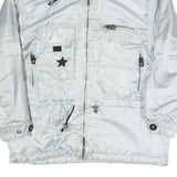SYMBIOSIS Womens Silver Light Grey Casual Jacket L Polyester Blend Plain Zip