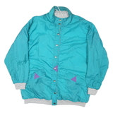 Womens Turquoise & Purple Reversible Synthetic Button Jacket L Woven Casual
