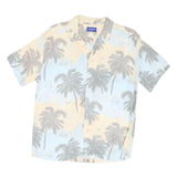 JACK & JONES Mens Blue & Beige Tropical Palm Tree Print Shirt L Summer Casual
