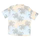 JACK & JONES Mens Blue & Beige Tropical Palm Tree Print Shirt L Summer Casual