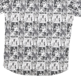 CELEBRITY ICONS Mens Black & White Sport Icon Print Shirt M Button Casual