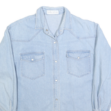 ANCHOR BLUES Womens Blue Denim Shirt L Casual Western Style Long Sleeve Button