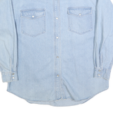 ANCHOR BLUES Womens Blue Denim Shirt L Casual Western Style Long Sleeve Button