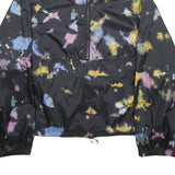 ZARA Womens Black Tie Dye Lightweight Track Jacket L Woven Stripe Outdoor