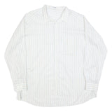 LIBERO Mens White Blue Striped Shirt 2XL Cotton Blend Long Sleeve Button Collar