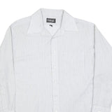 CHALLENGER Mens White & Grey Stripe Shirt XL Classic Button Sleeve