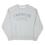 CHAMPION Mens Grey Logo Crew Neck L Sweatshirt Cotton Blend Pullover