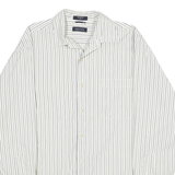 NAUTICA Mens White & Grey Stripe Cotton Shirt L Long Sleeve Casual Button