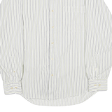 NAUTICA Mens White & Grey Stripe Cotton Shirt L Long Sleeve Casual Button