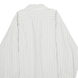 NAUTICA Mens White & Grey Stripe Cotton Shirt L Long Sleeve Casual Button