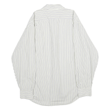 NAUTICA Mens White & Grey Stripe Cotton Shirt L Long Sleeve Casual Button