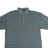 BERT PULITZER Mens Green Polo Shirt M Geometric Print Short Sleeve Cotton