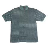 BERT PULITZER Mens Green Polo Shirt M Geometric Print Short Sleeve Cotton