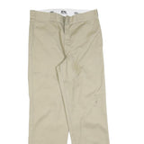 DICKIES Mens Cotton Blend Beige Regular Fit Straight Leg Trousers W32 L32